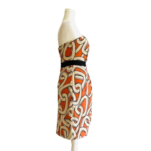 The Limited Dress Orange Cream Chainlink Strapless Faux Wrap Drape Front Size 0 - Picture 4 of 12